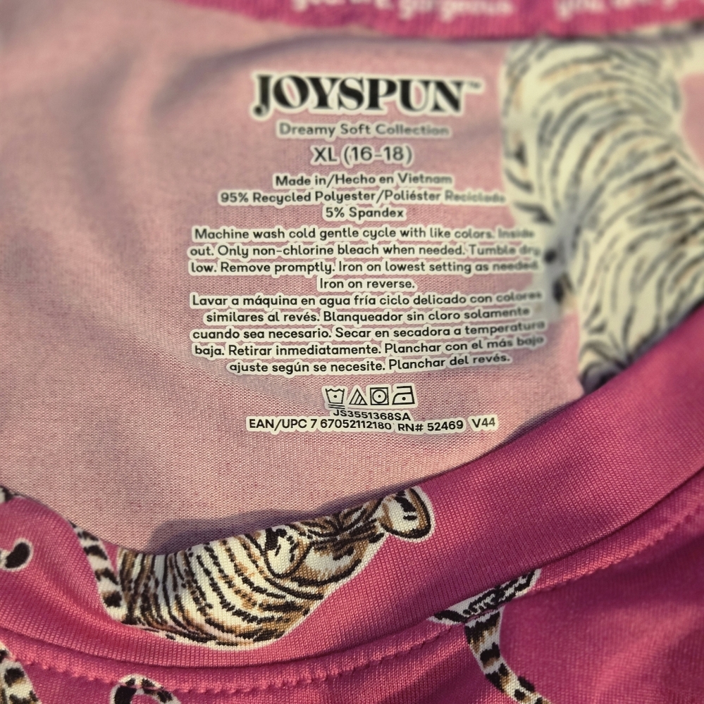 XL Womans Pink Pajamas with Tiger Print - Picture 3 of 6